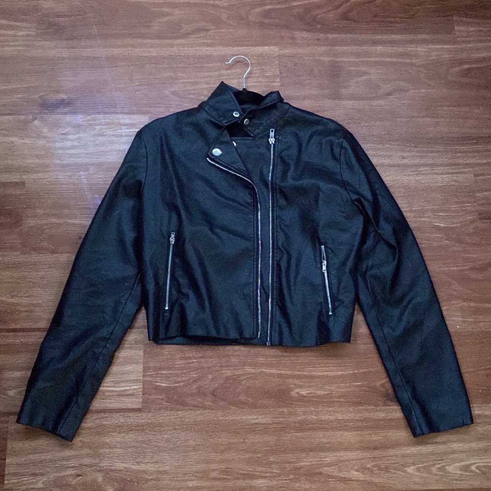 Medium black leather jacket from SHEIN